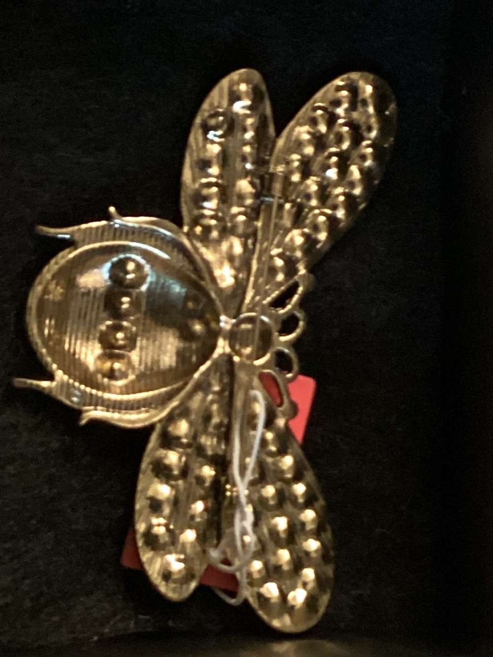 Gold-Tone Bee Brooch with Pearls and Crystals - Picture 3 of 3